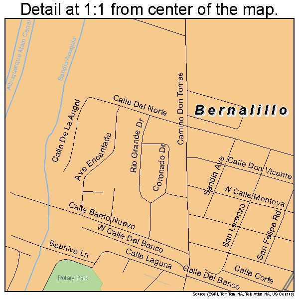 Bernalillo, New Mexico road map detail