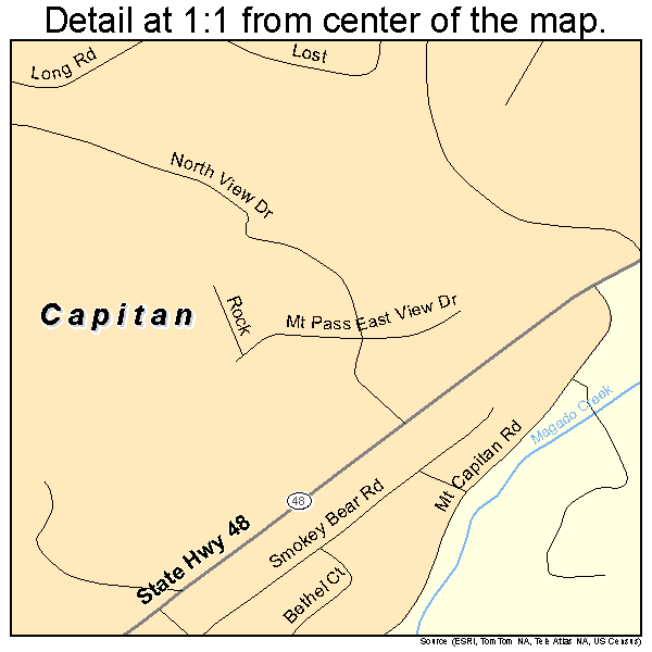 Capitan, New Mexico road map detail