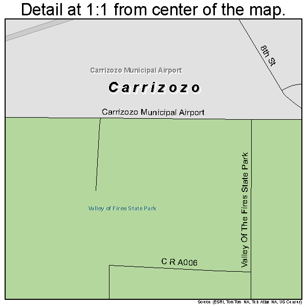 Carrizozo, New Mexico road map detail
