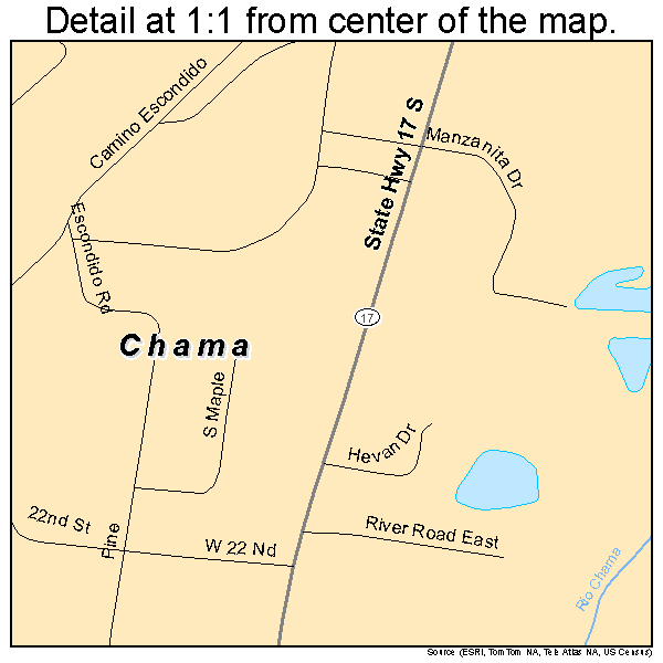 Chama, New Mexico road map detail