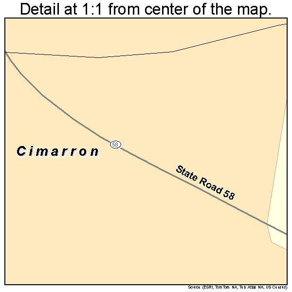 Cimarron, New Mexico road map detail