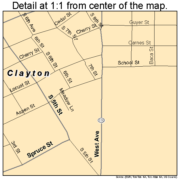 Clayton, New Mexico road map detail