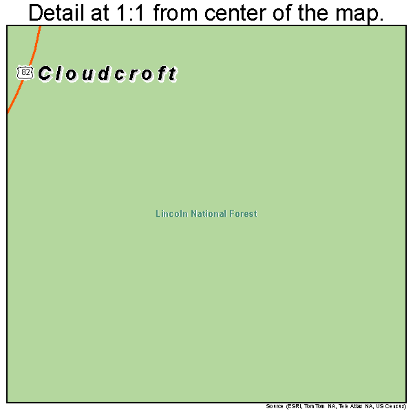 Cloudcroft, New Mexico road map detail