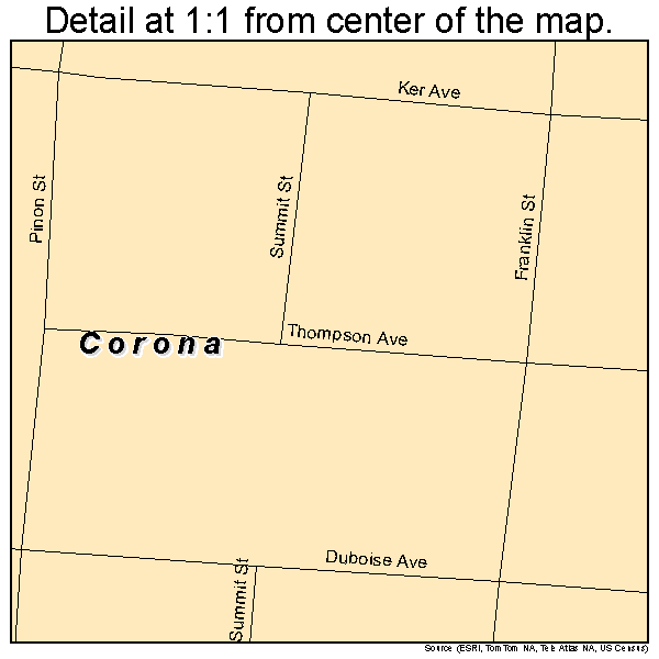 Corona, New Mexico road map detail