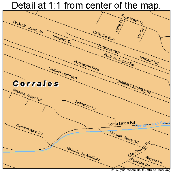 Corrales, New Mexico road map detail