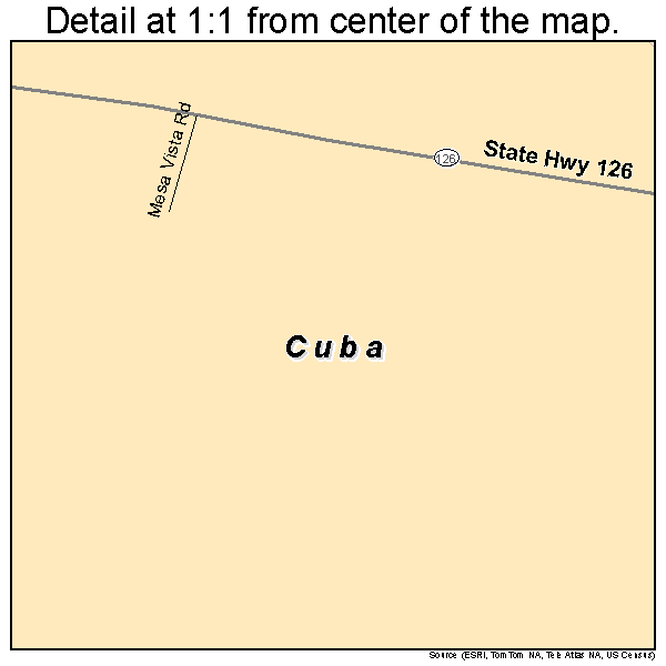 Cuba, New Mexico road map detail