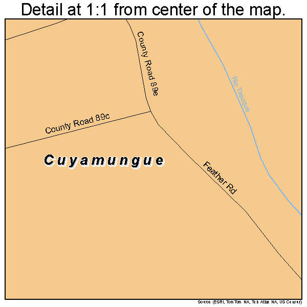 Cuyamungue, New Mexico road map detail