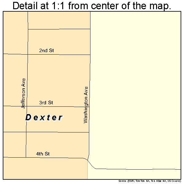 Dexter, New Mexico road map detail