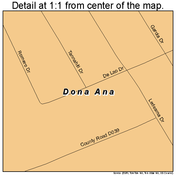 Dona Ana, New Mexico road map detail
