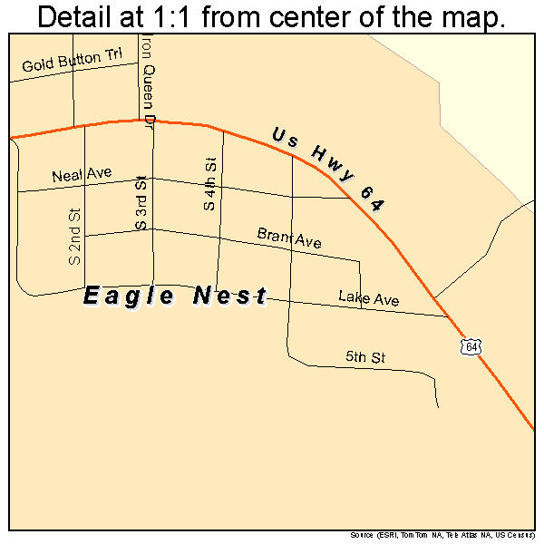 Eagle Nest, New Mexico road map detail