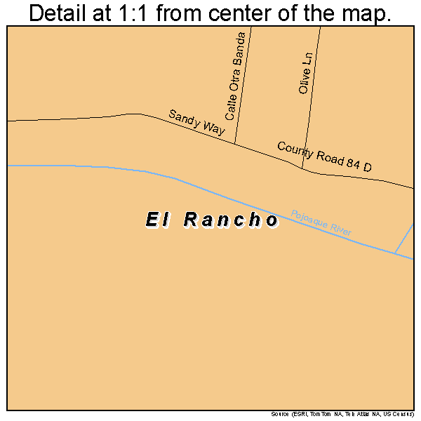 El Rancho, New Mexico road map detail