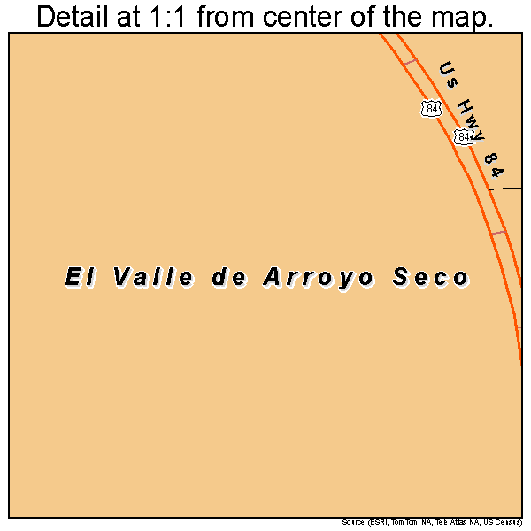 El Valle de Arroyo Seco, New Mexico road map detail