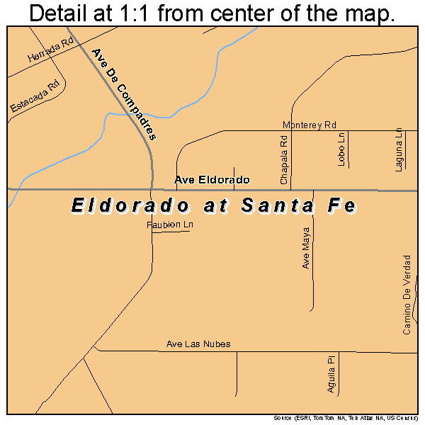 Eldorado at Santa Fe, New Mexico road map detail