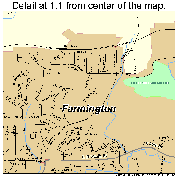Farmington, New Mexico road map detail
