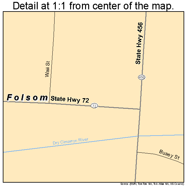 Folsom, New Mexico road map detail