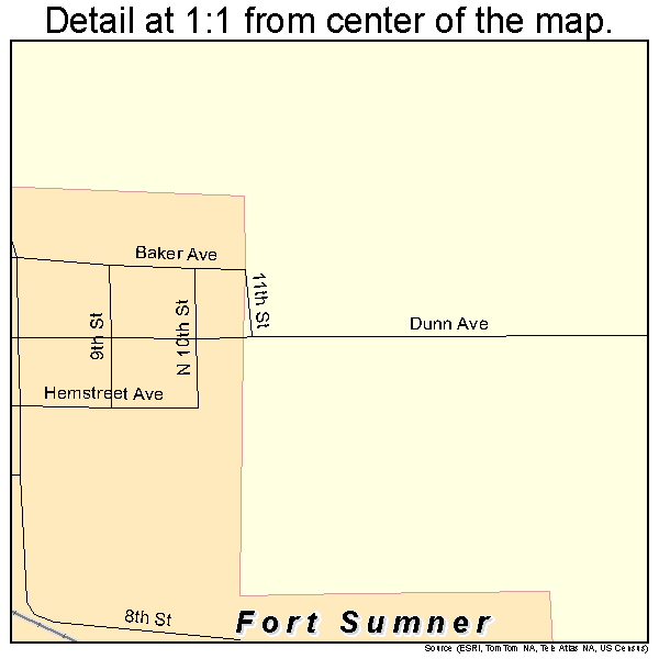Fort Sumner, New Mexico road map detail