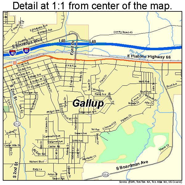 Gallup, New Mexico road map detail