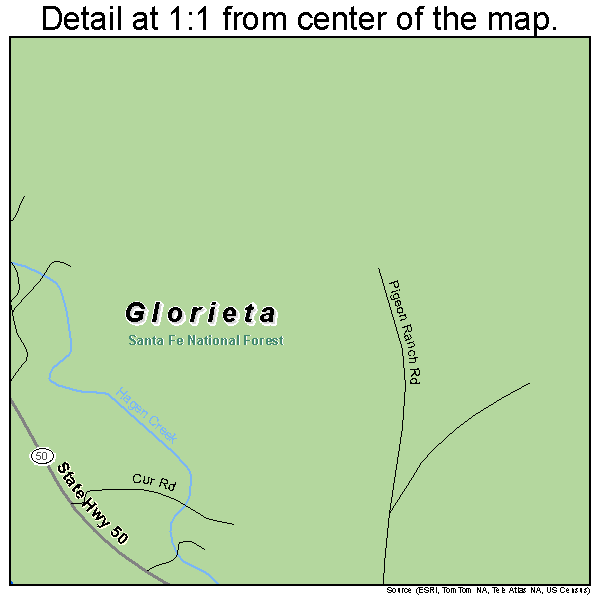 Glorieta, New Mexico road map detail