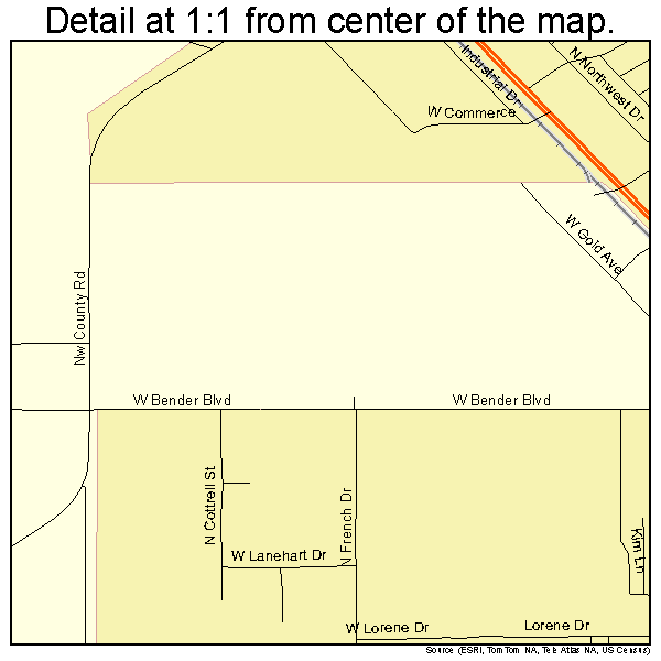 Hobbs, New Mexico road map detail