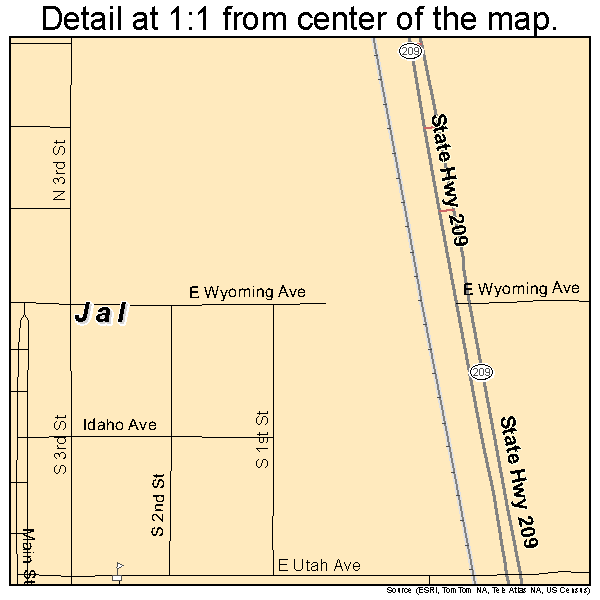 Jal, New Mexico road map detail