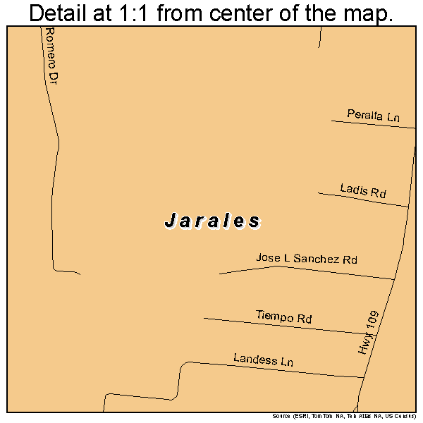 Jarales, New Mexico road map detail