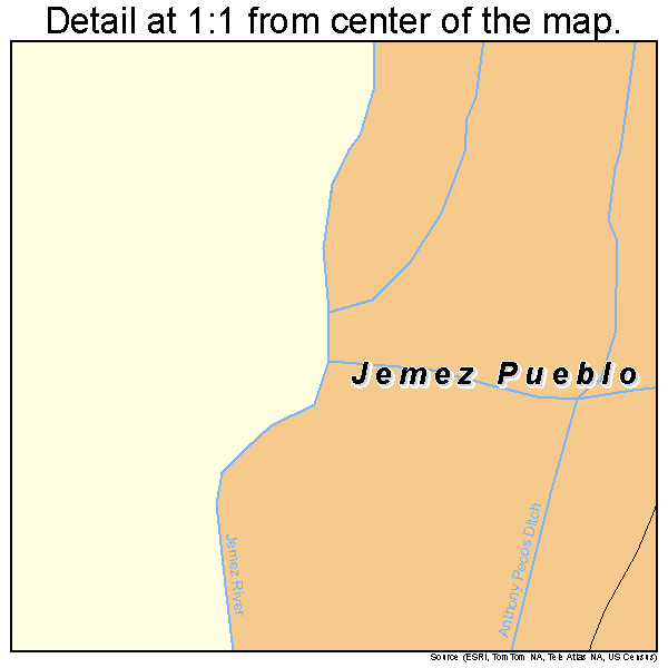 Jemez Pueblo, New Mexico road map detail