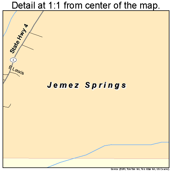 Jemez Springs, New Mexico road map detail