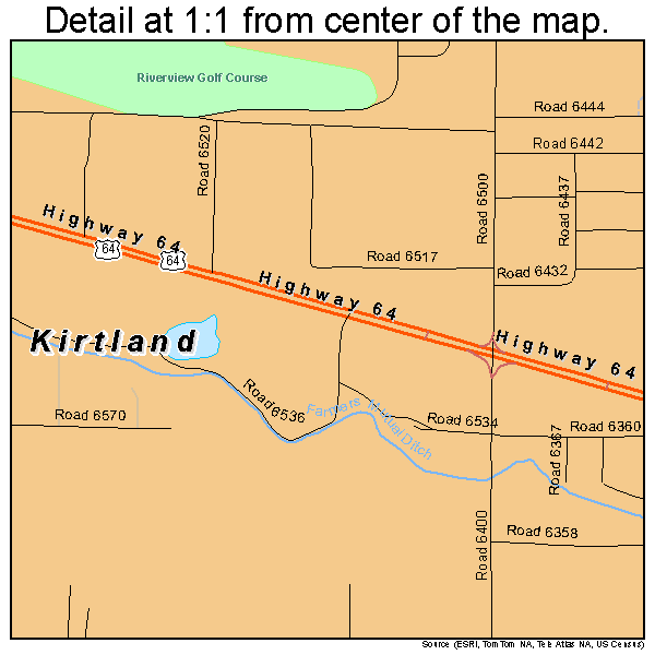 Kirtland, New Mexico road map detail