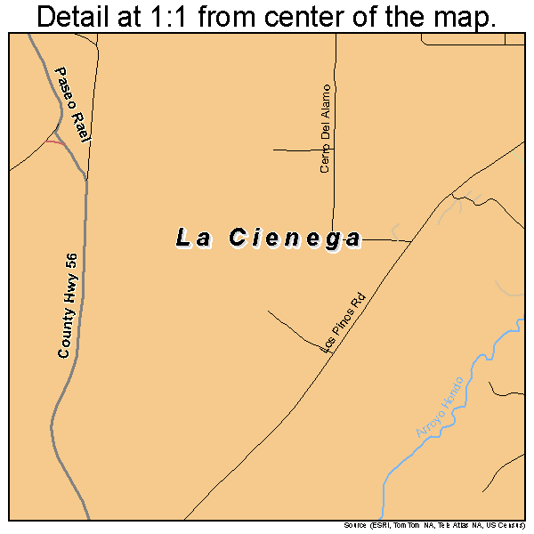 La Cienega, New Mexico road map detail