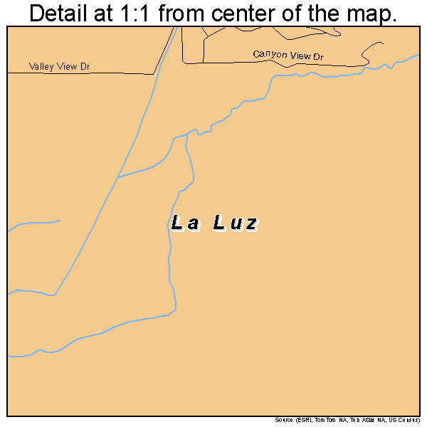 La Luz, New Mexico road map detail