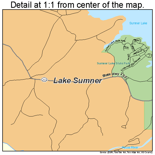 Lake Sumner, New Mexico road map detail