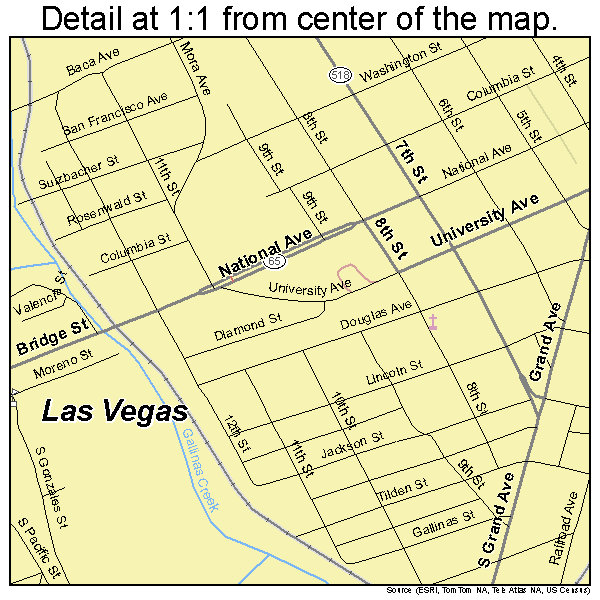 Las Vegas, New Mexico road map detail