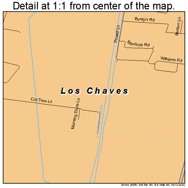 Los Chaves, New Mexico road map detail