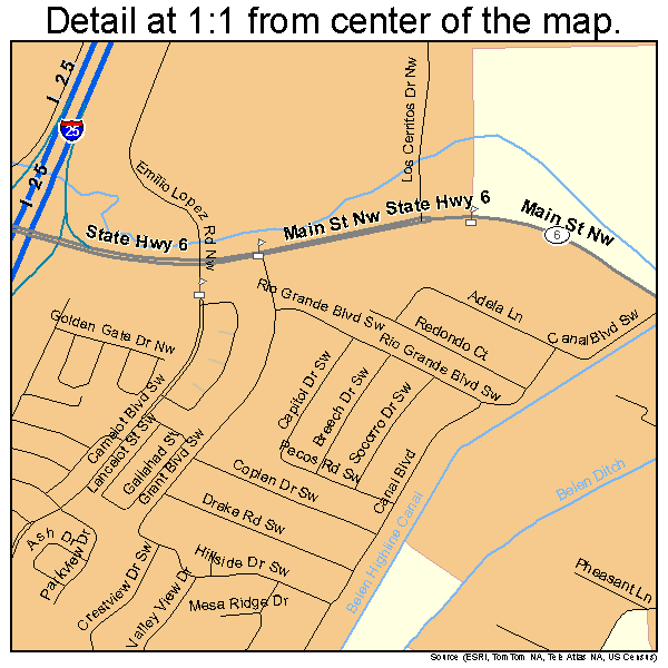 Los Lunas, New Mexico road map detail