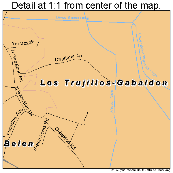 Los Trujillos-Gabaldon, New Mexico road map detail
