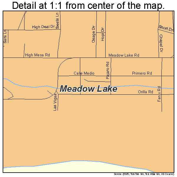 Meadow Lake, New Mexico road map detail