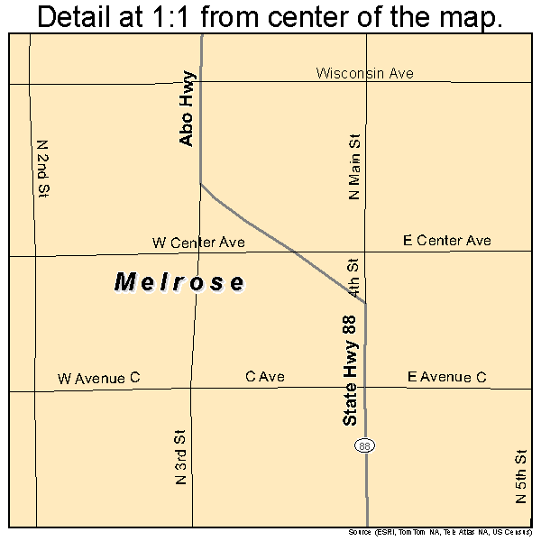 Melrose, New Mexico road map detail