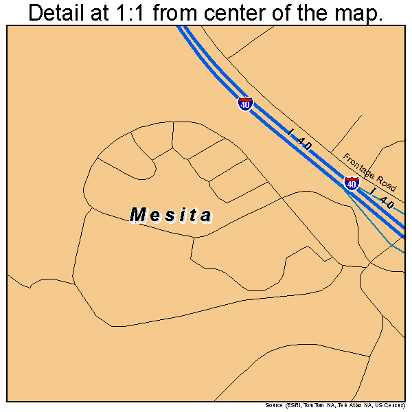 Mesita, New Mexico road map detail