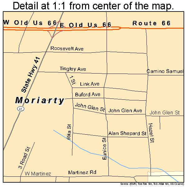 Moriarty, New Mexico road map detail