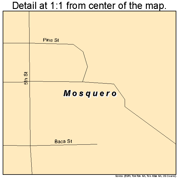 Mosquero, New Mexico road map detail
