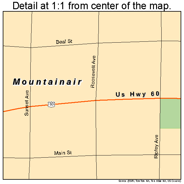 Mountainair, New Mexico road map detail
