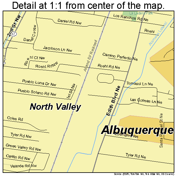 North Valley, New Mexico road map detail