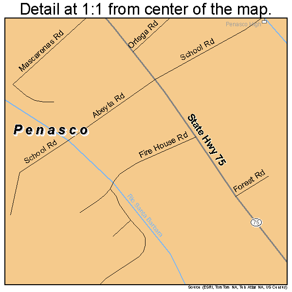 Penasco, New Mexico road map detail