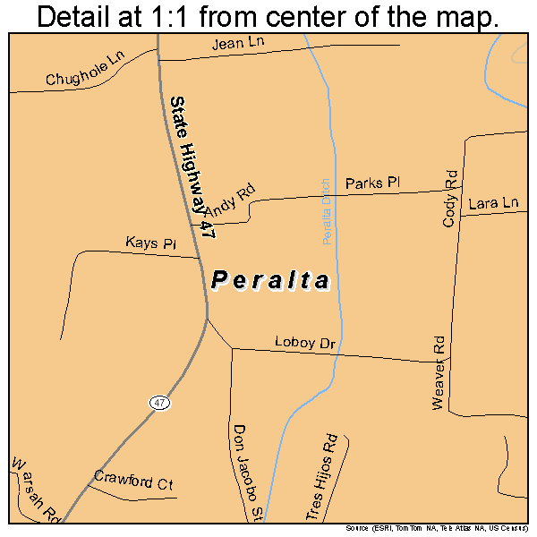 Peralta, New Mexico road map detail