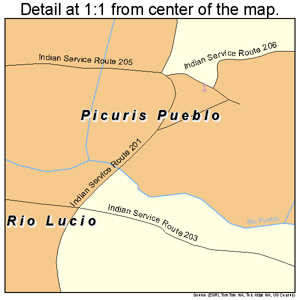 Picuris Pueblo, New Mexico road map detail