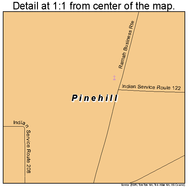 Pinehill, New Mexico road map detail