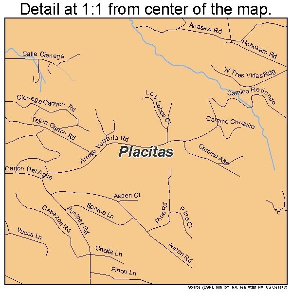 Placitas, New Mexico road map detail