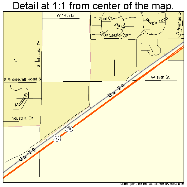 Portales, New Mexico road map detail