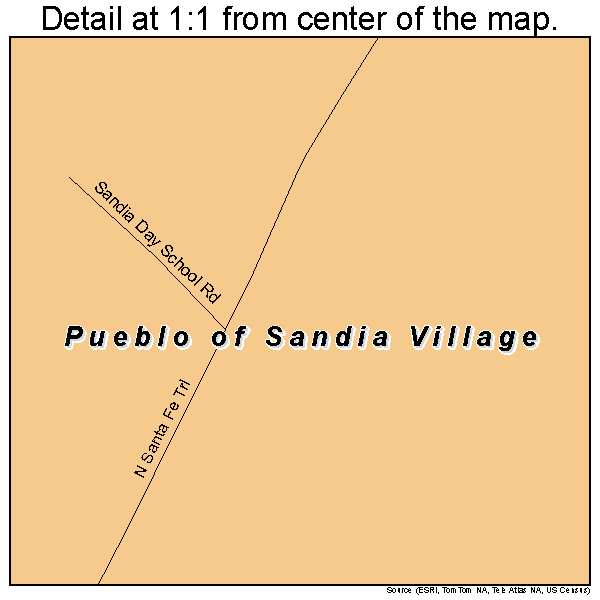 Pueblo of Sandia Village, New Mexico road map detail