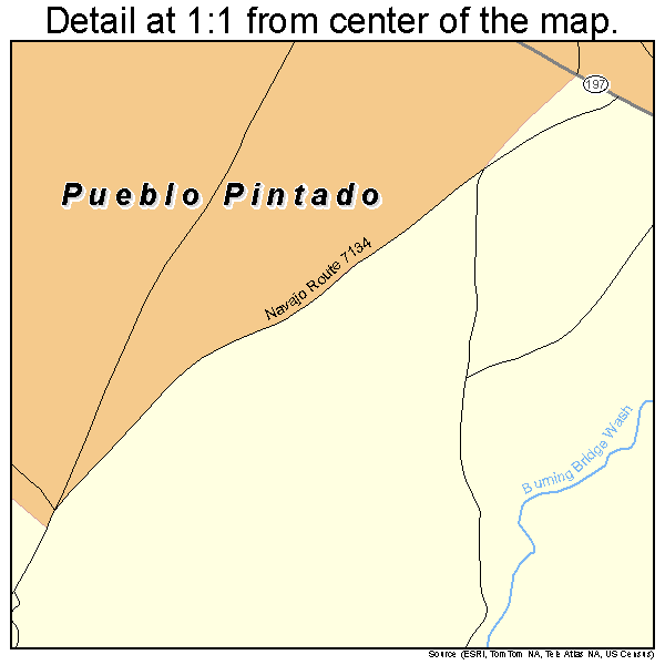Pueblo Pintado, New Mexico road map detail